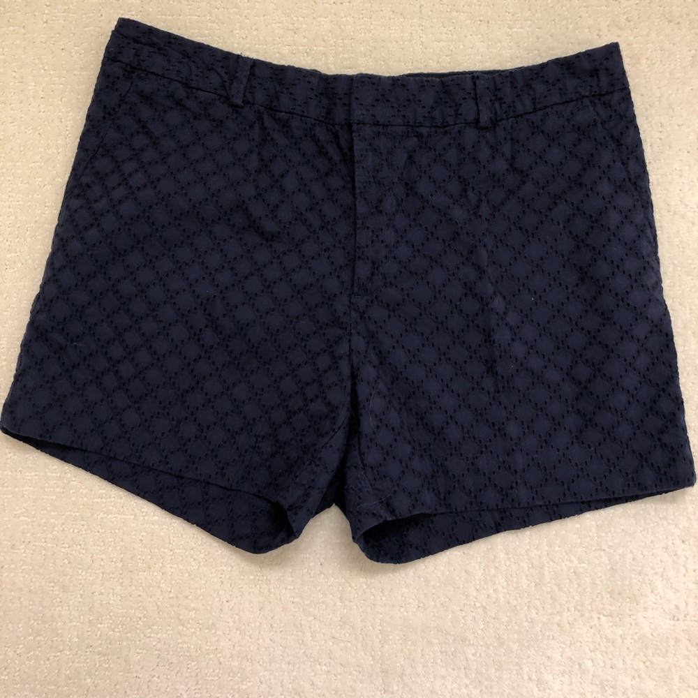 Navy eyelet cotton shorts. Banana Republic Factory